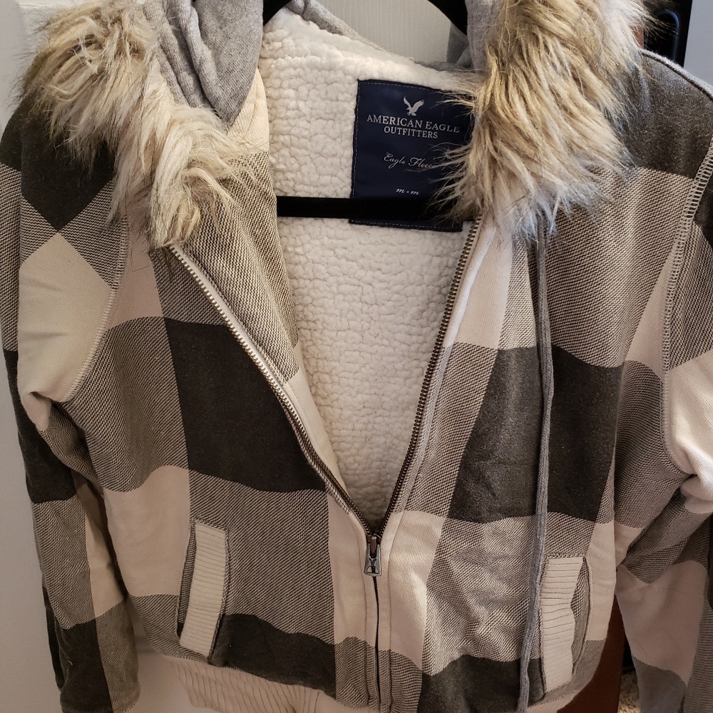 American Eagle fur hoodie